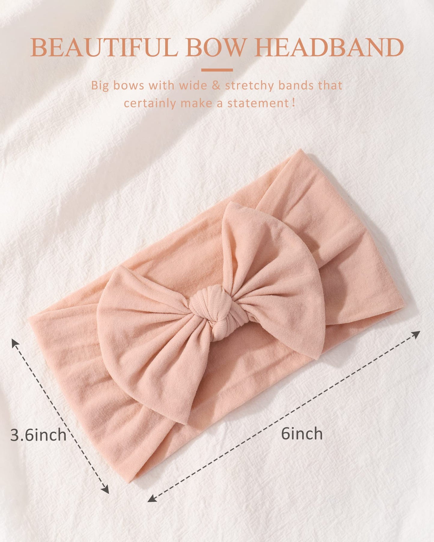 Jollybows 20Pcs Baby Nylon Headbands With Bow Elastic Hairband For Girls Newborn Infant Toddlers Kids Hair Accessories