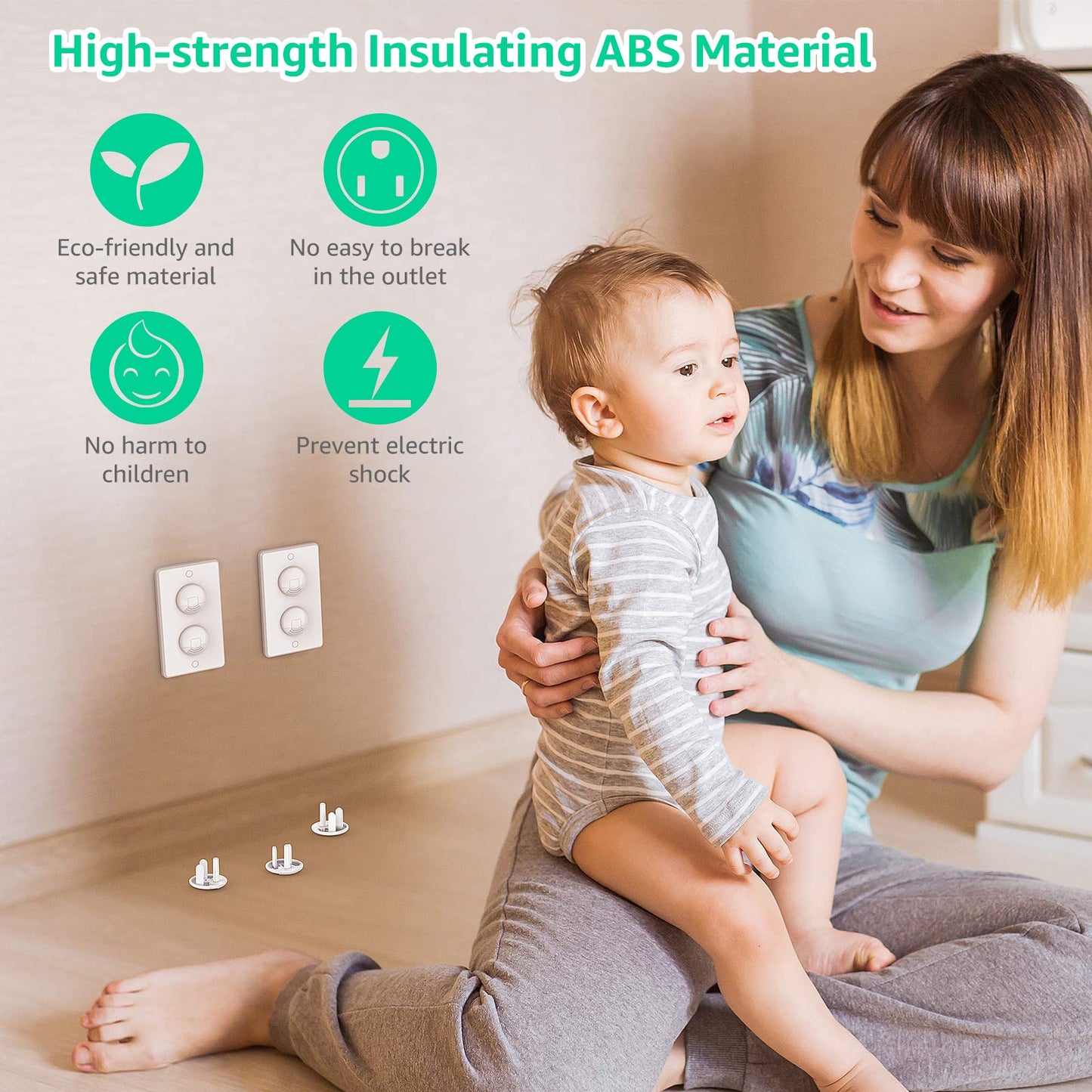 Outlet Covers (42 Pack) With Hidden Pull Handle Baby Proofing Plug Covers 3-Prong Child Safety Socket Covers Electrical Outlet P