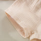 Baby Boys Clothes Set Toddler Infant Boys Button-Down Shirt Tops + Cotton Gauze Shorts Summer Outfit 2Pcs With Pockets (Beige, 2