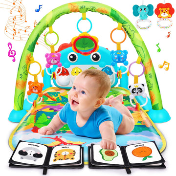 UMIKU Baby Play Mat Baby Tummy Time Mat Musical Activity Center for Infant with High-Contrast Piano Music & Light Newborn Babies