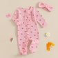 Ayalinggo Valentines Baby Girl Outfit Bowknot Heart Footie Romper Long Sleeve Onesie Newborn Christmas Clothes (Pink Bowknot, 6-