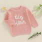 Amnnchya Toddler Infant Baby Girl Knit Sweater Big Sister Little Sister Matching Outfits Long Sleeve Pullover Sweatshirt (Pink,