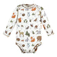 Touched By Nature Unisex Baby Organic Cotton Long-Sleeve Bodysuits, Boy Woodland Alphabet, 12-18 Months