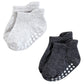 Hudson Baby Unisex Baby Non-Skid No-Show Socks, Black White Stripes, 0-6 Months