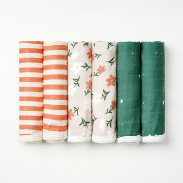 Nightingale Baby Washcloths, Organic Cotton Muslin With Bamboo Viscose - Soft Burp Cloths For Newborn Sensitive Skin - 12X12 Fac