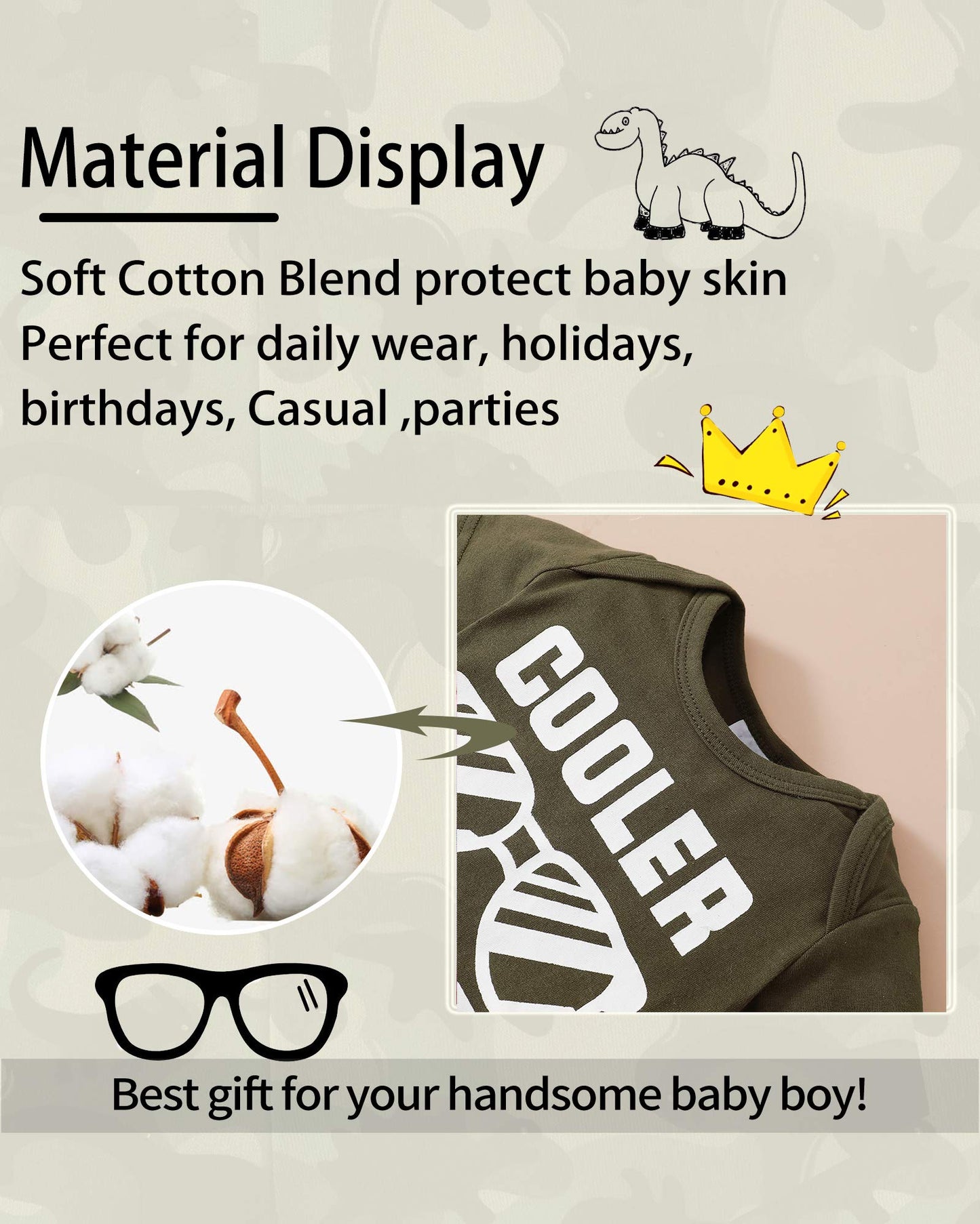 Nzrvaws Baby Boy Clothes Newborn Boy Outfit 3-6 Months Romper Short Sleeve Cooler Version Of Dad Top Camouflage Long Pants Hat 3