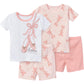 Gerber Baby Girls' Toddler Snug Fit 4-Piece Pajama Short Set, Ballet Slippers, 3T