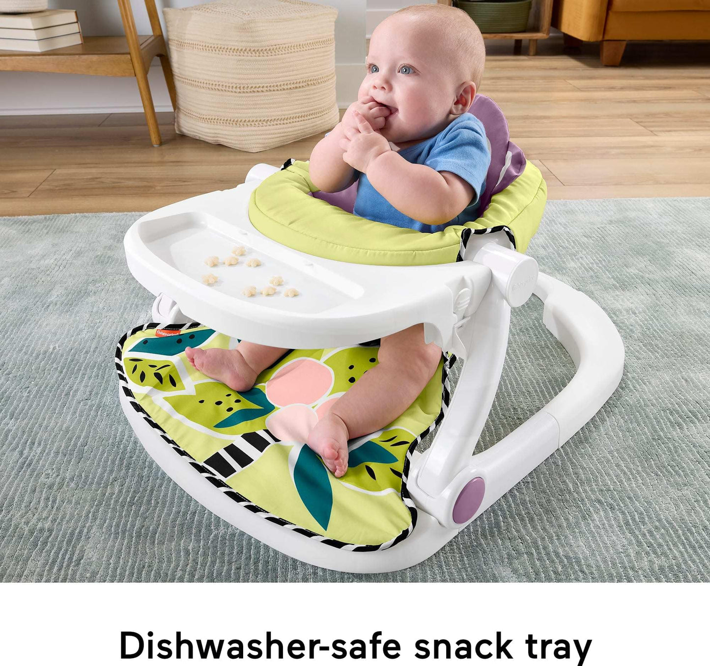 Fisher-Price Portable Baby Chair Kick & Play Deluxe Sit-Me-Up Seat With Piano, Learning & Tray For Infants To Toddlers, Purple M