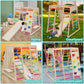 Edostory 7 In 1 Pikler Indoor Playground Jungle Gym Playset, Wooden Montessori Climber With Slide, Rock Climb Wall, Monkey Bars,