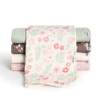 Gerber Baby Unisex Muslin Burp Cloths 5-Pack, Multi Pink Floral, Large Size 20 x 10