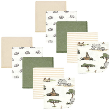 Hudson Baby Unisex Baby Flannel Washcloths, Going On Safari 10Pk, One Size