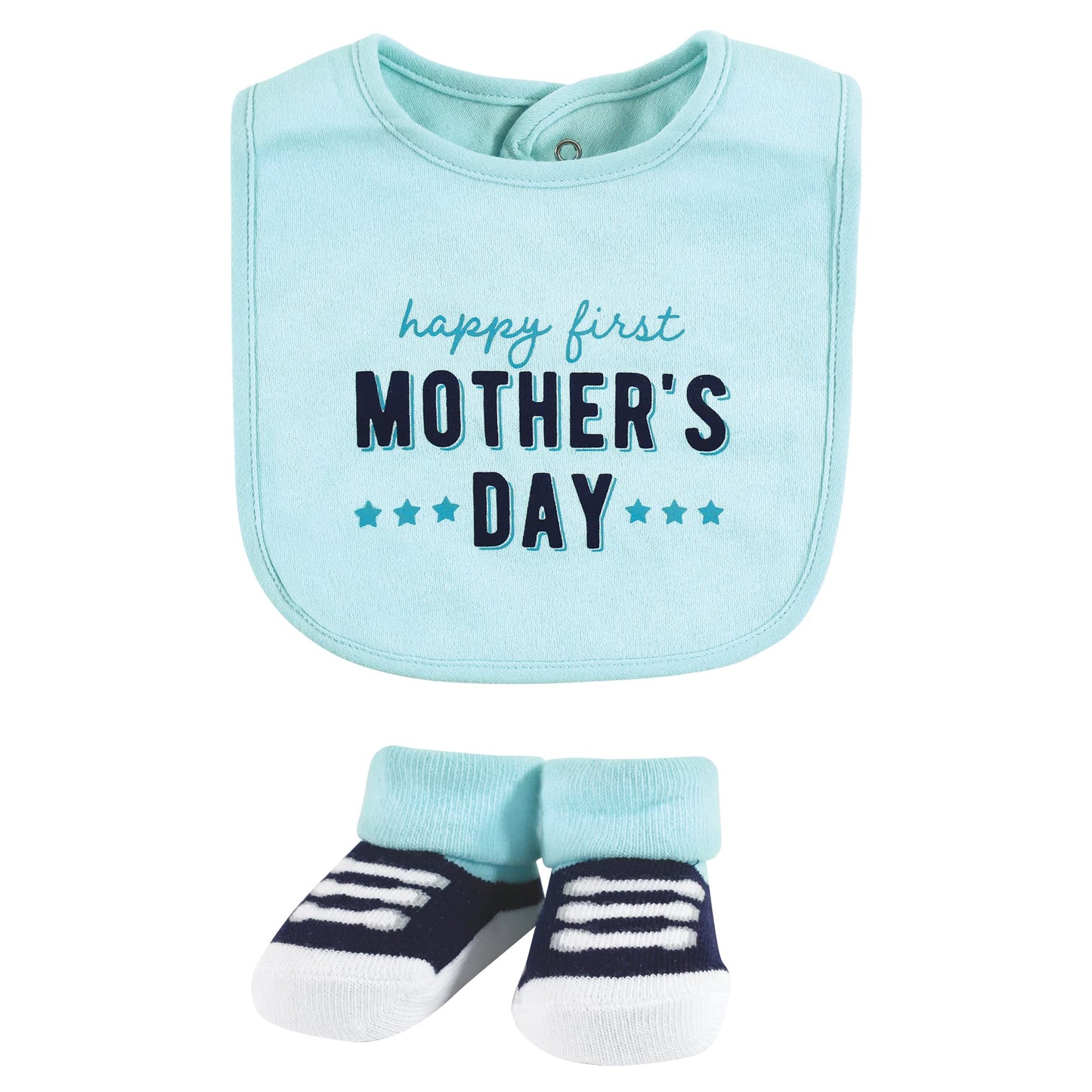 Hudson Baby Unisex Baby Cotton Bib And Sock Set, Boy Mothers Day, One Size