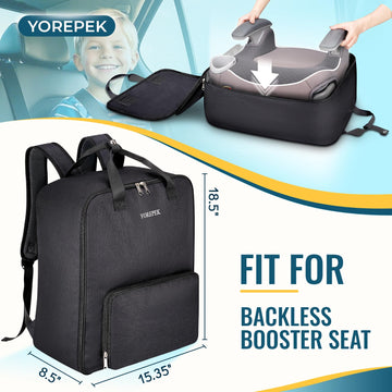 Yorepek Backless Booster Car Seat Travel Bag Backpack For Airplane, Foldable Booster Car Seat Cover With Lauggage Strap, Compact