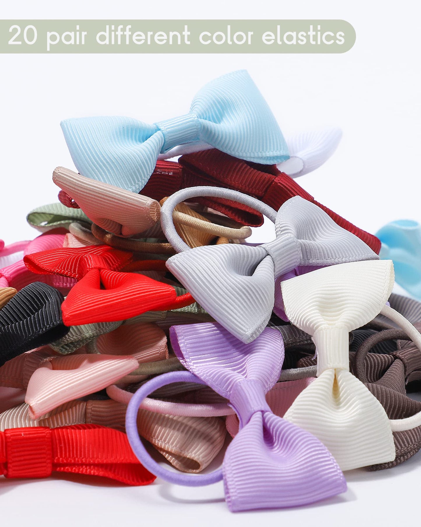 40Pcs 2 Inches Baby Girls Hair Bows Ties Mini Boutique Elastic Hair Rubber Ribbon Hair Band Accessories For Kids Toddlers Infant
