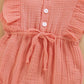 Younger Tree Toddler Baby Girl Ruffled Sleeveless Romper Casual Summer Jumpsuit Cotton Linen Clothes (Button-Pink, 0-3 Months)