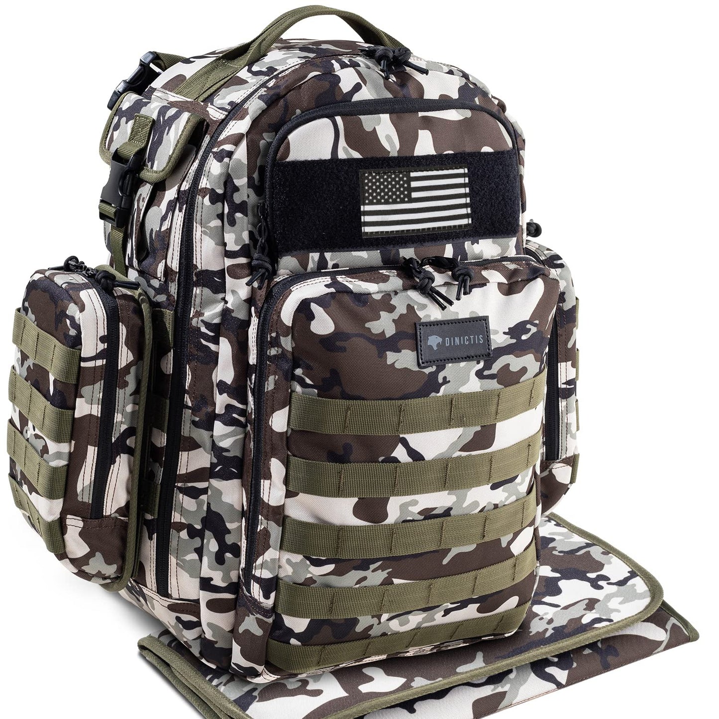 Dad Diaper Bag, Mens Diaper Bag Backpack With Diaper Changing Mat, Military Diaper Backpack With Molle Webbing, Waterproof Pouch