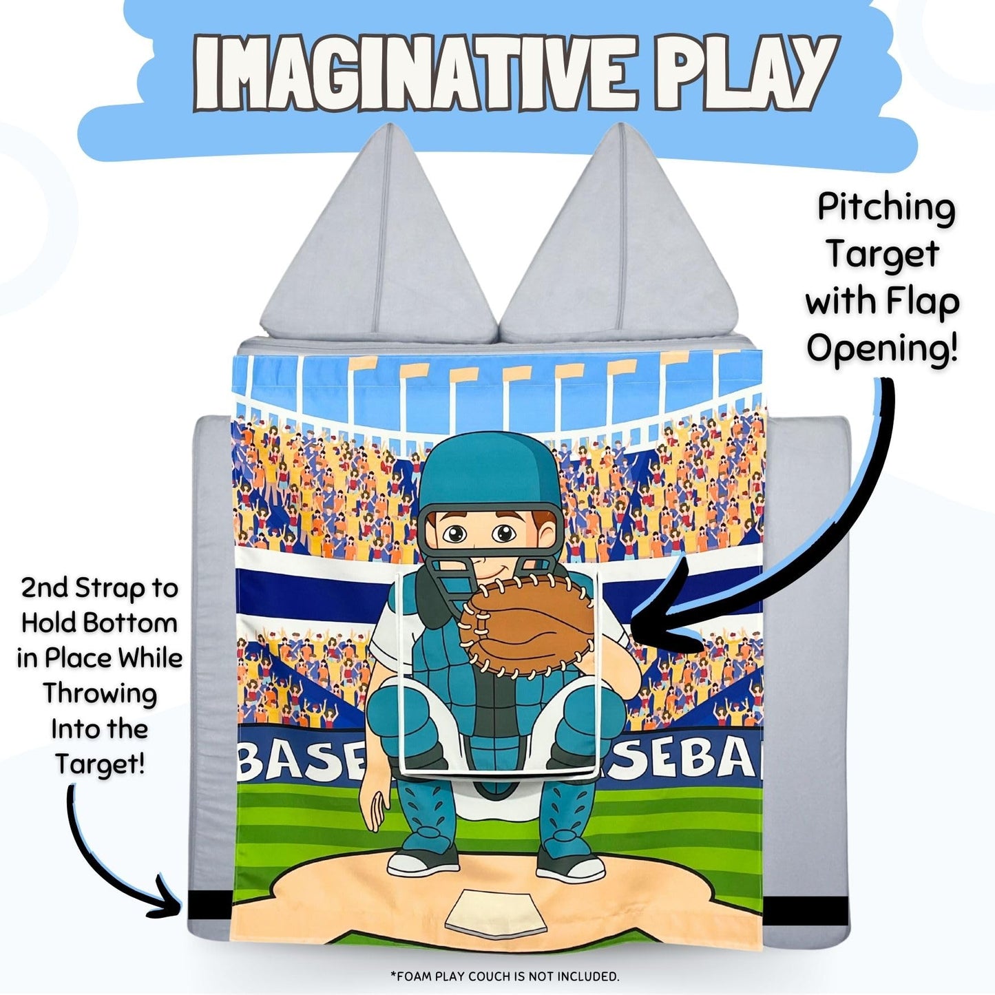 Couch Swag Play Panel for Childrens Foam Sofa Kids Couch (Baseball)