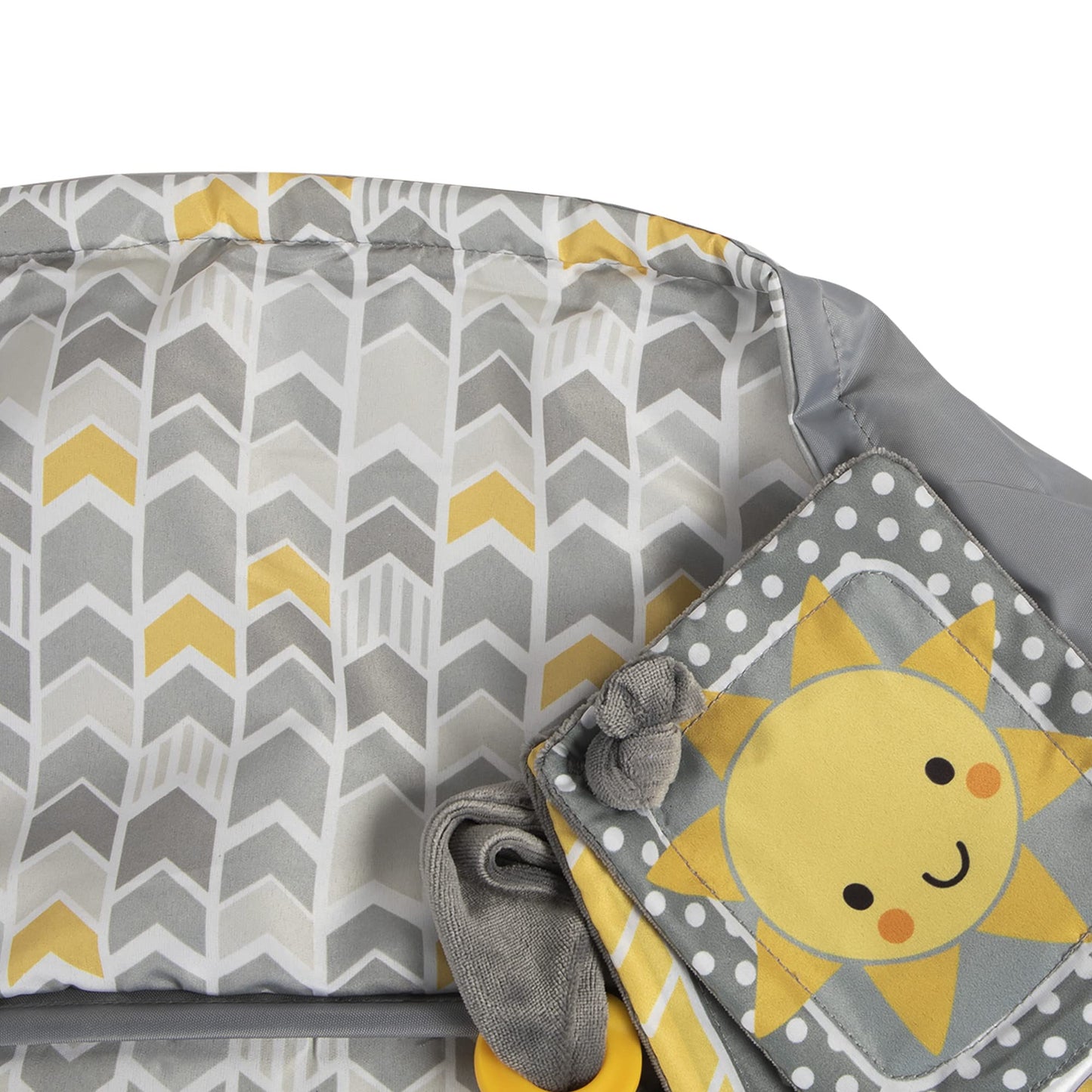 Boppy Shopping Cart And High Chair Cover, Sunshine Yellow And Gray Chevron With Changeable Slideline Sun Book Toy, Plush Comfort