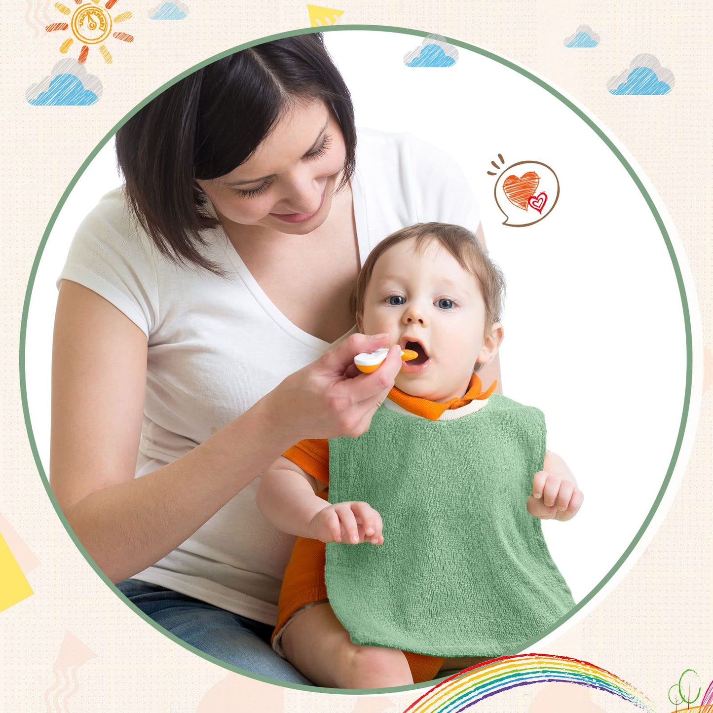 6 Pcs Pullover Baby Bibs Cotton Terry Toddler Absorbent Infant For Feeding And Drooling Towel Slip On Bib(Fresh Color)