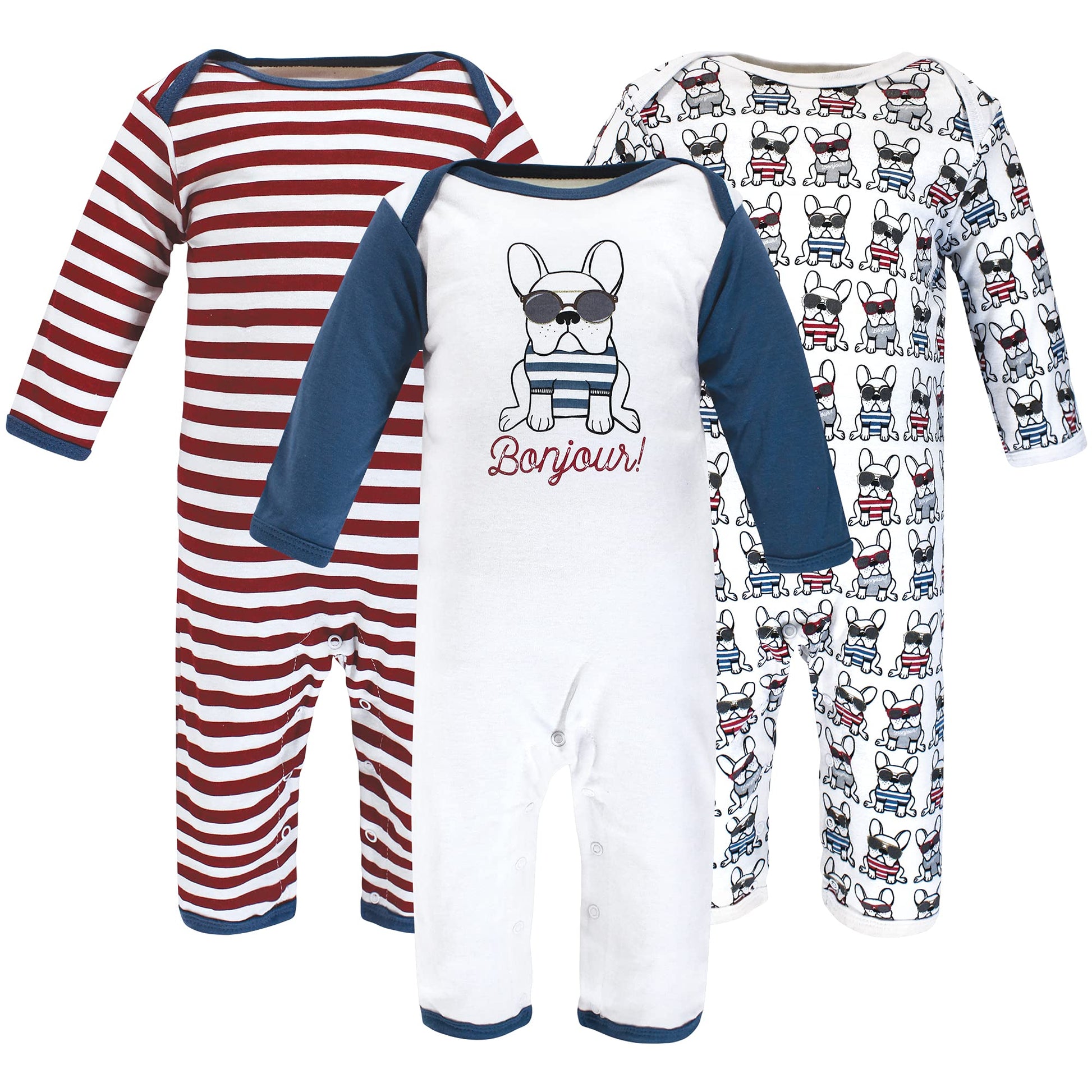 Hudson Baby Unisex Baby Cotton Coveralls, French Dog, 0-3 Months