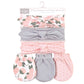Hudson Baby Baby Girls Unisex Cotton Scratch Mitten Set Headband, Pink Peony, 0-6 Months Us
