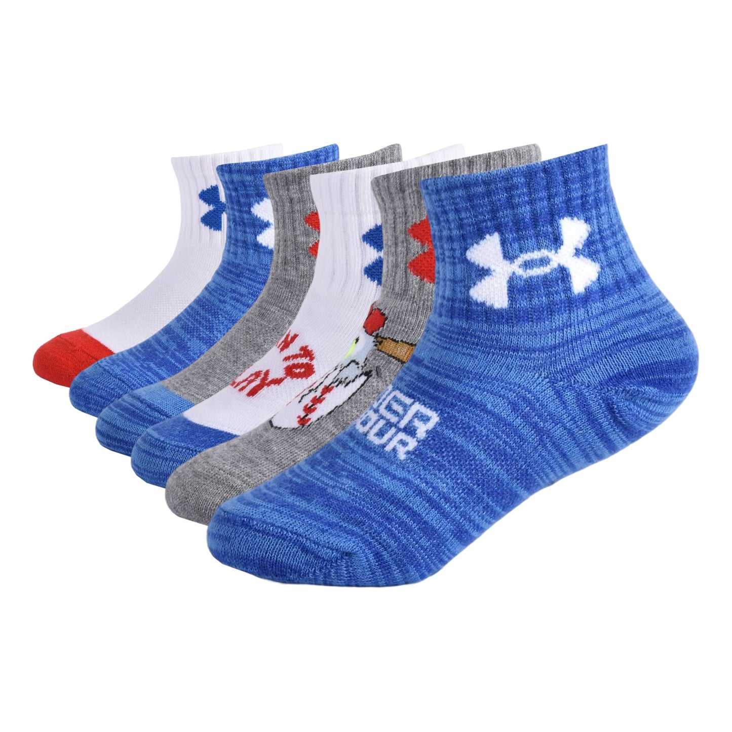 Under Armour Baby Boys Multi Pack Quarter Sock, Baseball Blue, 2-4T Us