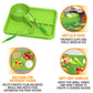 Dinneractive Dining Set For Kids - 3PC Green Dinosaur Dinnerware - Dinosaur Utensils - Toddler Plates - Baby Dishes