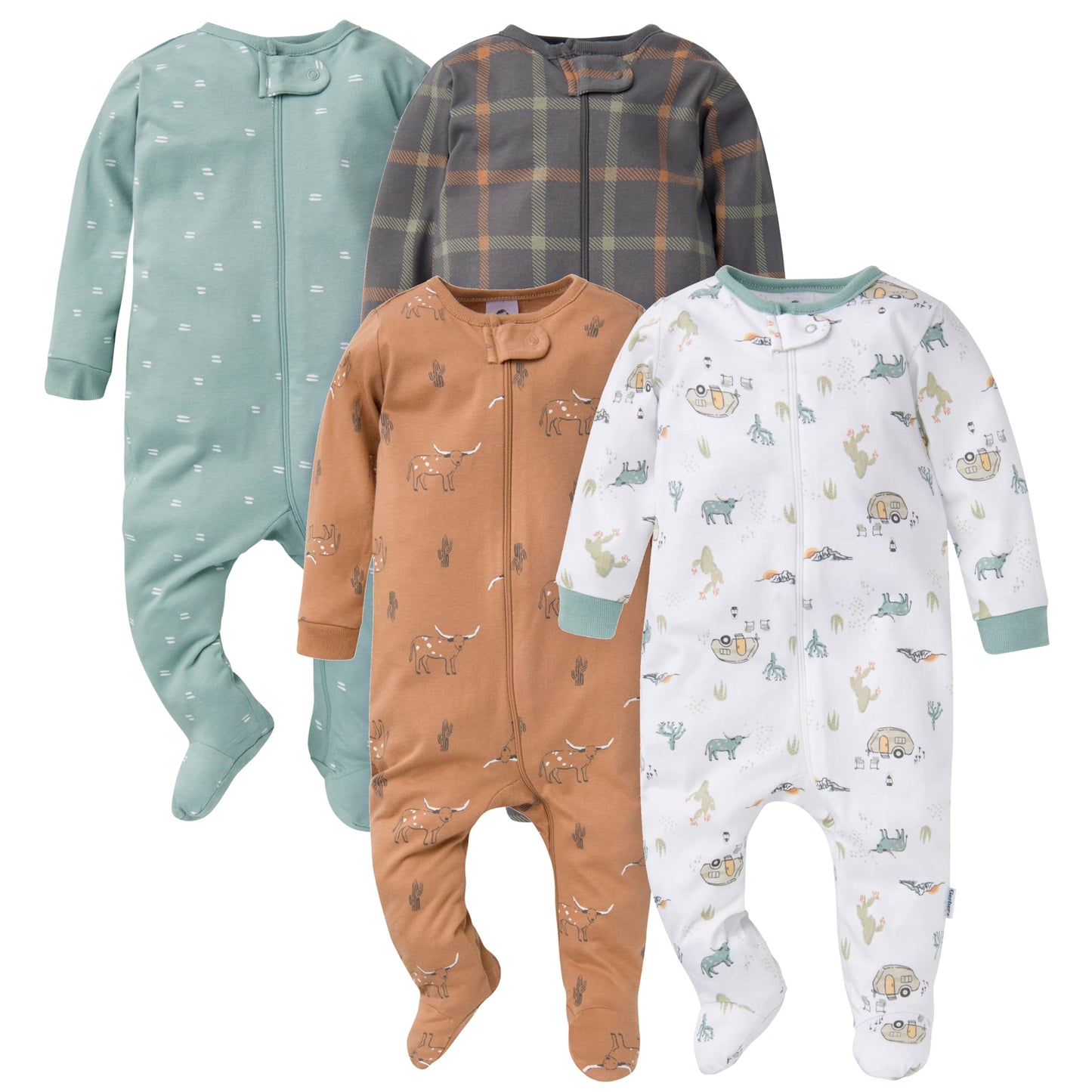 Gerber Baby Boys' 4-Pack Sleep 'N Play Footie, Camping, 6-9 Months