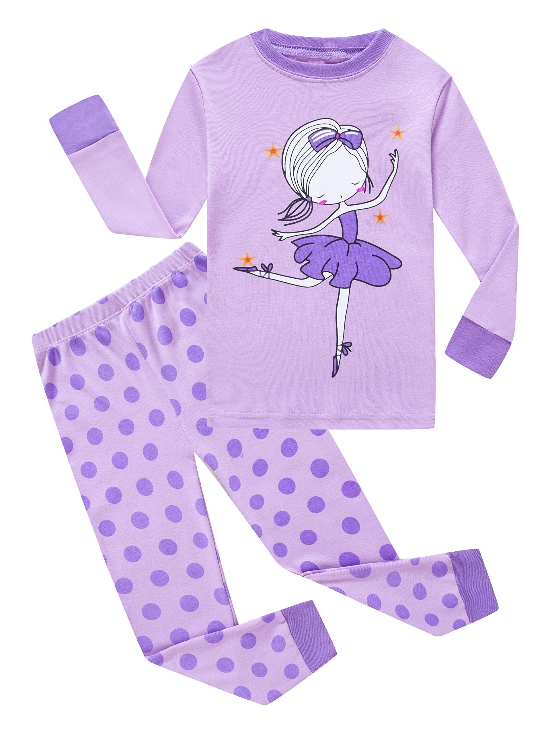 Kikizye Little Girls Long Sleeve Pajama Sets 100% Cotton Pjs Toddler Size 2T