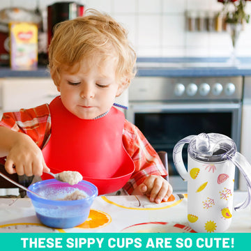 Joyclub 6 Pack Sublimation Sippy Cups Toddler Tumbler Blanks 12 Oz Kids Sublimation Tumbler With Handle Stainless Steel Insulate