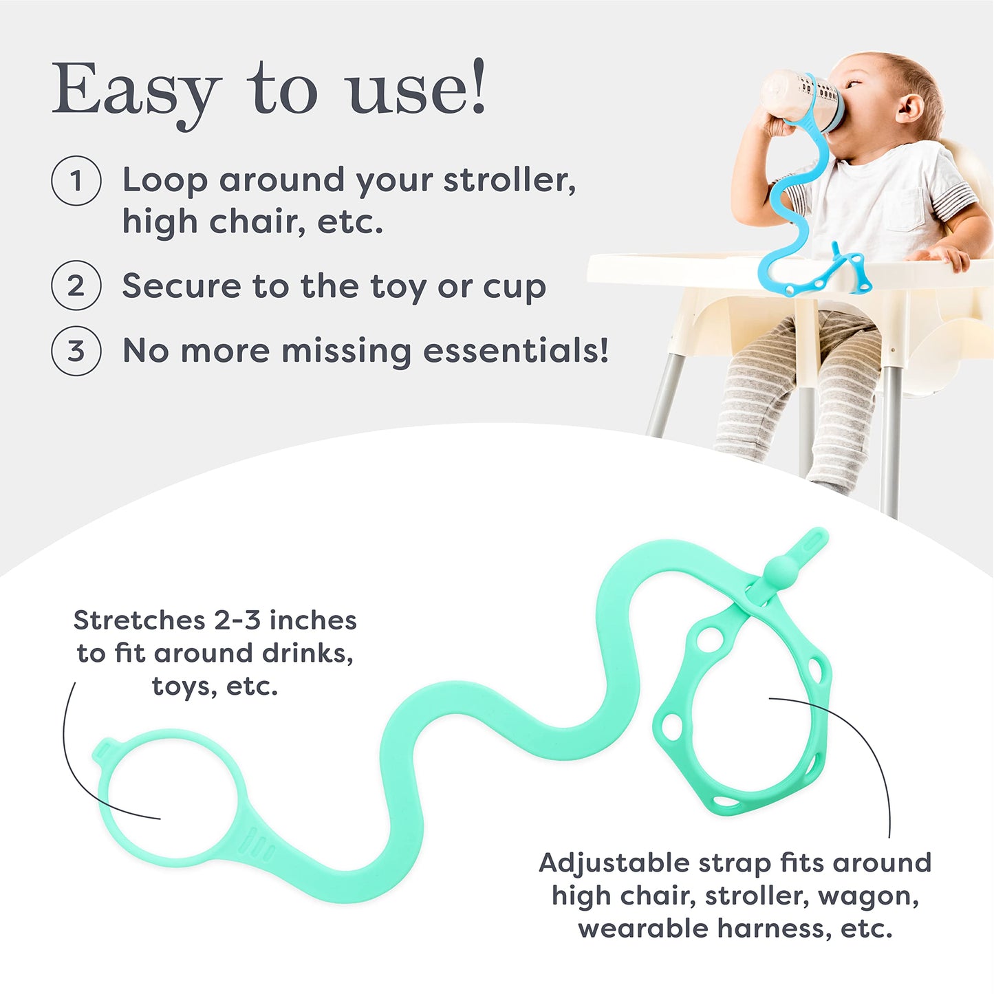 Goji Baby Bottle Bungees - Sippy Cup Holder Strap - Sippy Cup And Toy Safety Tether - Keep Essentials Within Reach - For Kids Ag