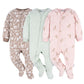 Gerber Baby Girl'S Toddler Flame Resistant Fleece Footed Pajamas 3-Pack, Pink Deer