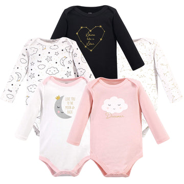 Hudson Baby Unisex Baby Cotton Long-Sleeve Bodysuits, Dreamer, 0-3 Months