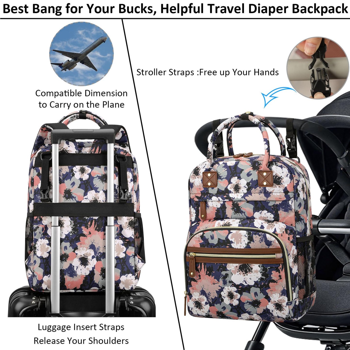 Diaper Bag Backpack Tote For Women Large Capacity, Multifunctional Waterproof Baby Bag With Insulated Pockets For Baby Girl Boy