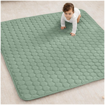 Comfy Cubs Square Kids Play Mat - 56 x 56 inches Soft Quilted Baby Floor Mat with Non-Slip Bottom - Plush Design for Toddlers P