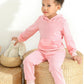 Happy Town Toddler Fall Outfits For Girl Boy Long Sleeve Hoodie Top And Long Sweatpants Set Toddler Sweatsuit (Solid Color-Pink,