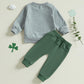 Baorji Toddler Baby Boy Fall Clothes St. Patricks Valentines Day Letter Print Sweatshirt Pants Set 2Pcs Outfits 0-2T 3T (Gray, 2