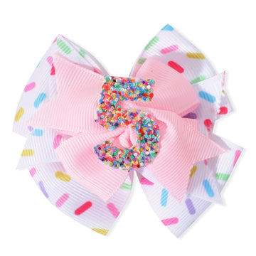 Jissoo Hair Clip - 1St Birthday Pink Bow Party Decorations, Confetti Ice Cream For Girls, 5Th Baby Girls Hair Bow, Hair Clip