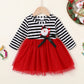 Mamami 2Pcs Toddler Baby Girl Christmas Dress Cotton Long Sleeve Santa Prints Christmas Princess Tutu Dress+Headband 6M-6T(4-5T,