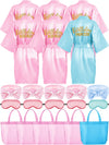 Sintuff 24 Pcs Kids Spa Party Supplies For Girls 6 Spa Party Robes 6 Tote Bags 6 Headbands 6 Eye Masks(Size 12,Sky Blue Birthday