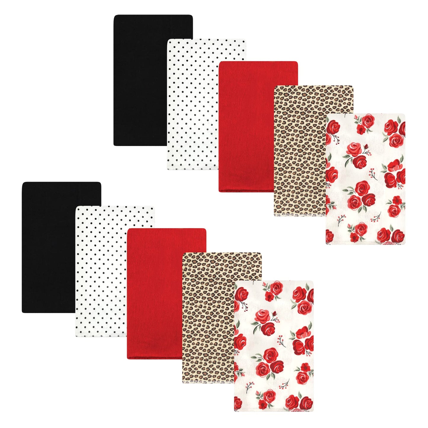 Hudson Baby Unisex Baby Cotton Flannel Burp Cloths, Rose Leopard, One Size