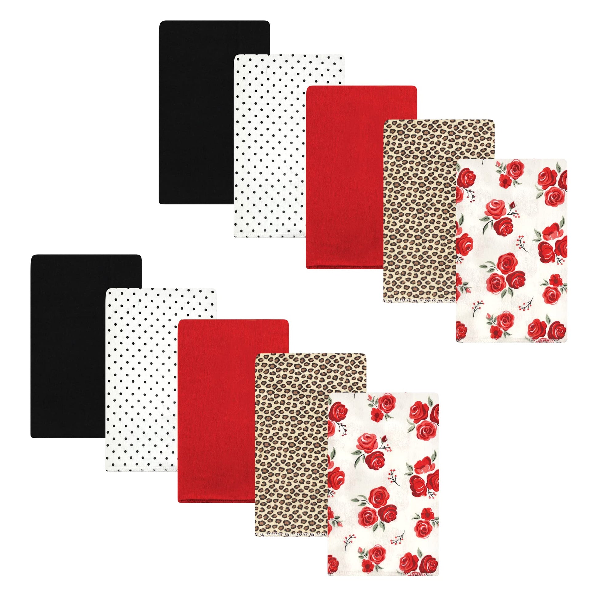 Hudson Baby Unisex Baby Cotton Flannel Burp Cloths, Rose Leopard, One Size