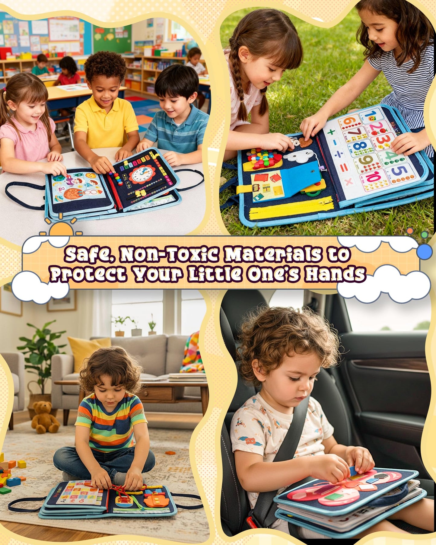 Busy Board for 1 Year Old, Busy Book for Toddlers 1-3, Montessori Toys for 1 Year Old, Educational Sensory Activities, Learning