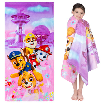 Franco Kids Super Soft Cotton Bath/Pool/Beach Towel, 58 In X 28 In, Paw Patrol Girls