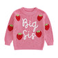 Amnnchya Toddler Infant Baby Girl Knit Sweater Big Sister Little Sister Matching Outfits Long Sleeve Pullover Sweatshirt (Red St