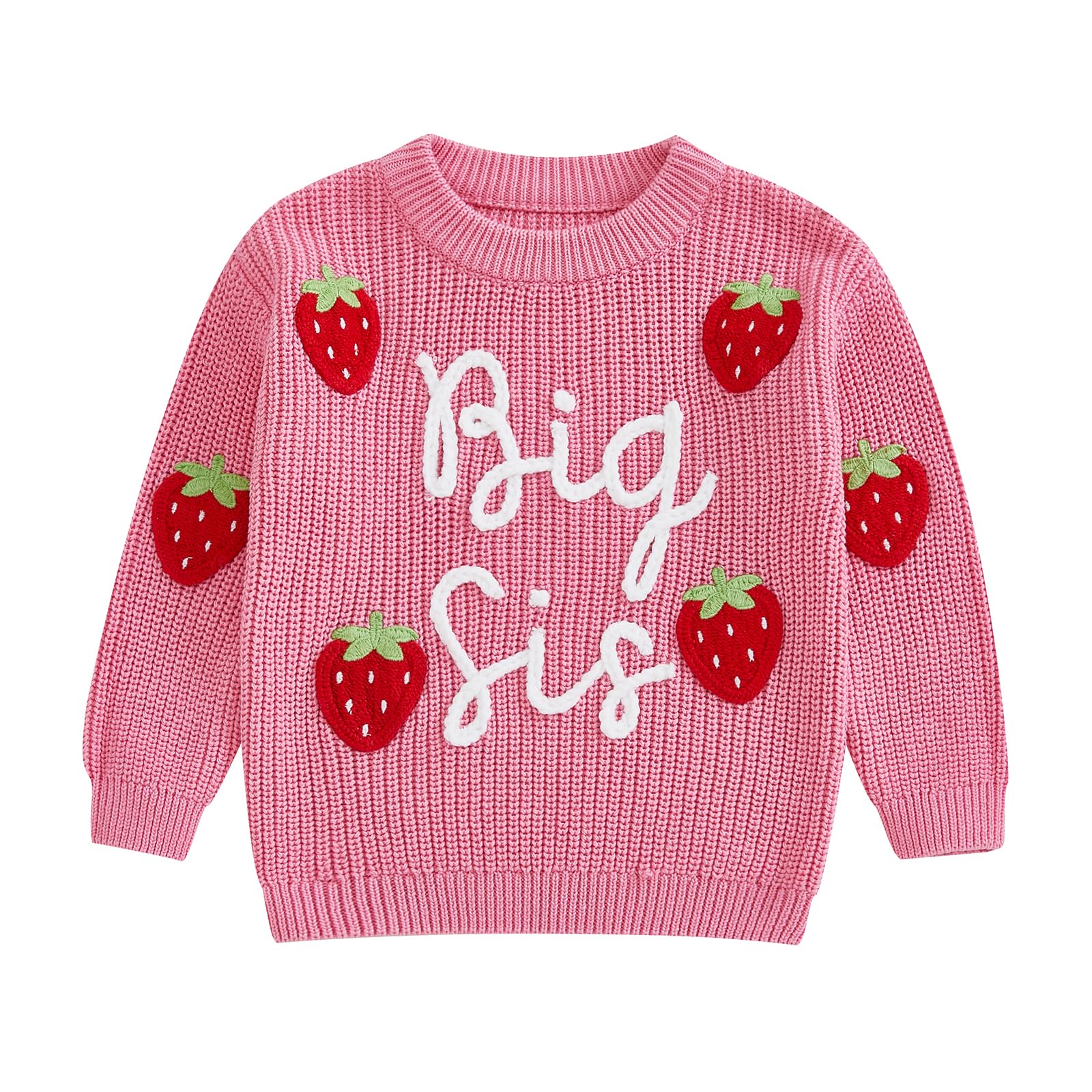 Amnnchya Toddler Infant Baby Girl Knit Sweater Big Sister Little Sister Matching Outfits Long Sleeve Pullover Sweatshirt (Red St
