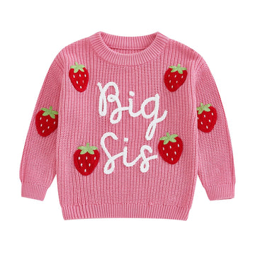 Amnnchya Toddler Infant Baby Girl Knit Sweater Big Sister Little Sister Matching Outfits Long Sleeve Pullover Sweatshirt (Red St