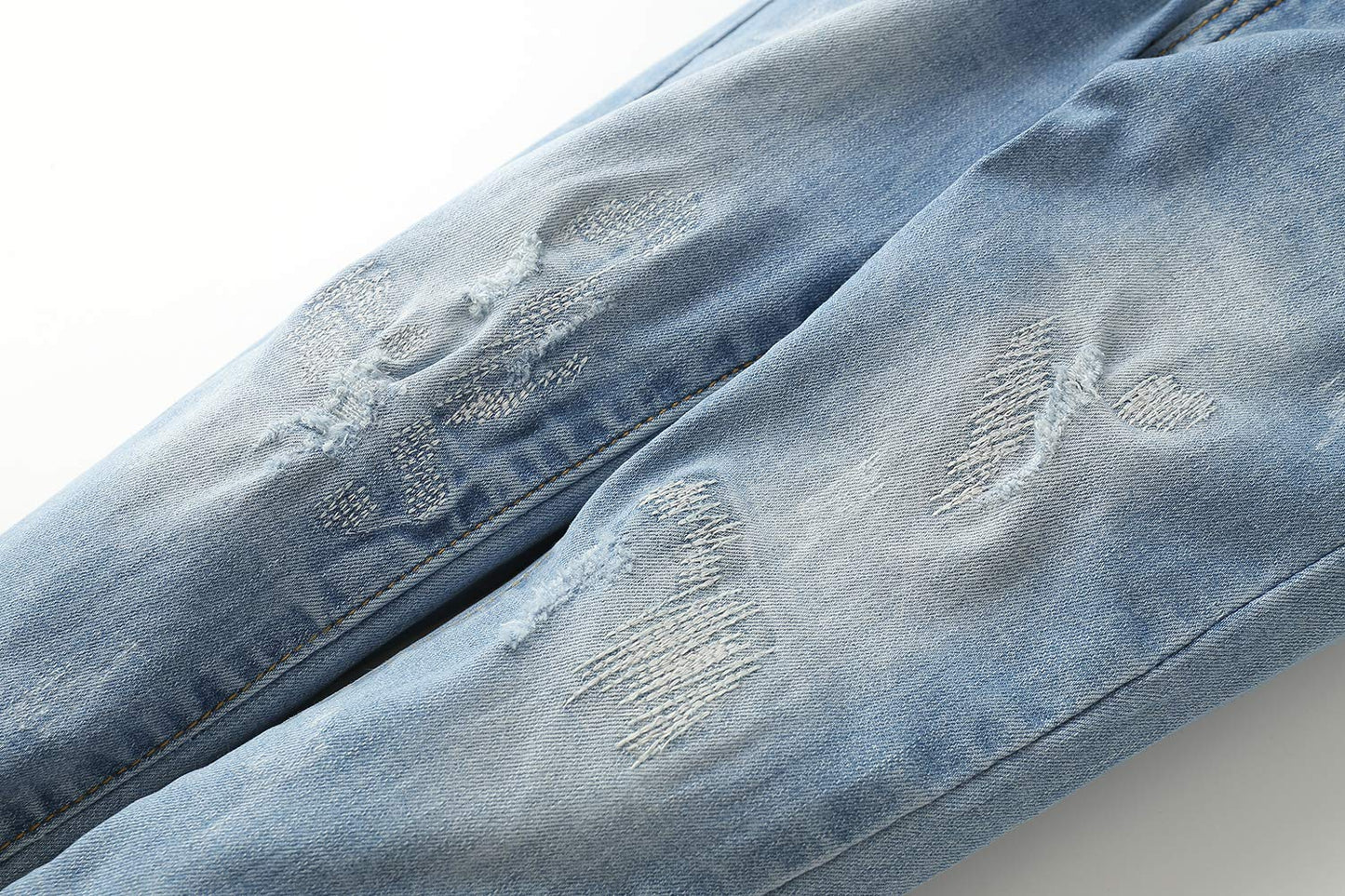 Kidscool Space Baby Girl Boy Jean,D Ring Elastic Band Inside Ripped Denim Pants,Light Blue,4-5 Years