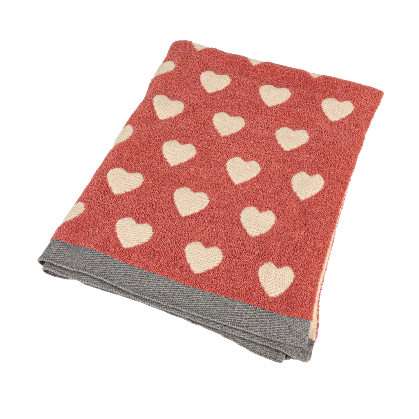 Creative Co-Op Cotton Knit Baby Blanket with Hearts, 40 L x 32 W