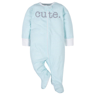 Gerber Unisex Baby 4 Pack Sleep 'N Play Footie Words Grey 0-3 Months